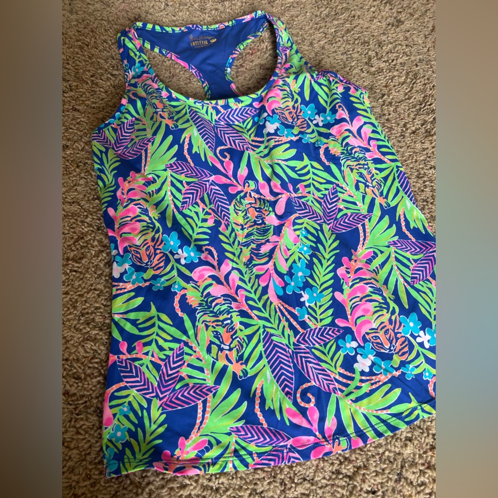 Lilly Pulitzer Luxletic Mina Bra tank Blue and Pink Activewear